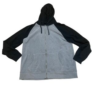 Goodfellow & Co‎ Men's XXL Gray Black Raglan Full Zip Hoodie Sweatshirt Comfort